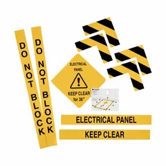 Adhesive vinyl floor sign marking a 36-inch clearance zone around electrical panels. Nominal size 30 in x 36 in, 0.011 in thick, with anti-slip surface for high-traffic areas. Used in industrial facilities to designate keep-clear areas and reduce trip hazards.