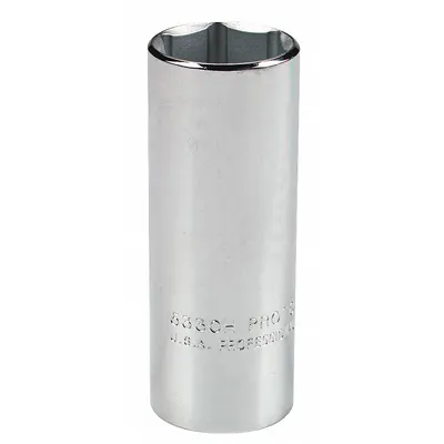 PROTO Socket: SAE, 1/2 in Drive Size, 1 1/2 in Socket Size, 6-Point, Deep, Chrome - 1/2" Drive Hand Sockets