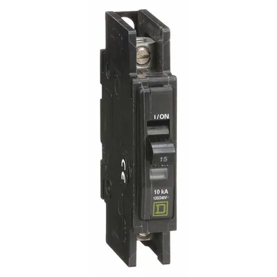 SQUARE D Miniature Circuit Breaker: 15 A, 120/240V AC, Single Phase, 10kA at 120/240V AC - QOU Series, Unit-Mount Square D Miniature Circuit Breakers
