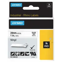 Combined Label and Ribbon Cartridge: 1 in x 18 ft, Vinyl, White (Gloss), Indoor/Outdoor (MPN 1805430)