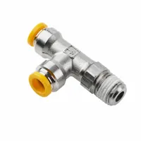 PARKER Push-Fit Tee Fitting: 8 mm OD x 8 mm OD x 1/8 in Pipe Size, Brass, 24 3/16 mm Overall Lg (MPN W171PLP-8M-2R)