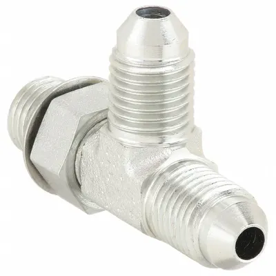 AEROQUIP Hydraulic Hose Adapter: 5/16 in x 5/16 in x 5/16 in Fitting Size, Male x Male x Male - ORB-to-JIC Steel Hydraulic Hose Adapters