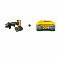 Angle Grinder: 5 in_4 1/2 in Wheel Dia, Brushless Motor, (2) 8.0 Ah, 20V DC, Std Head, 20V MAX* XR® (MPN DCG410WW1/DCB2108)