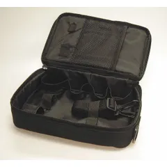 Soft sided carrying case for transporting and storing water testing instruments and field equipment. Padded interior protects against impacts, dust, and moisture. Overall dimensions: 9 1/4 in depth, 2 3/4 in height, 6 1/4 in width.
