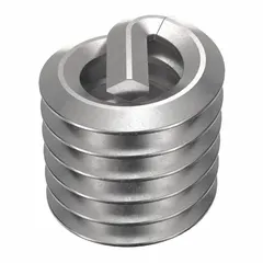 Free-running tanged helical insert for #10-24 right-hand coarse threads. Made of 18-8 stainless steel with dry film lubricant, tensile strength 200,000-250,000 psi. Used to repair or reinforce threads in metal components, commonly in automotive, aerospace, and industrial maintenance. Pack of 100.