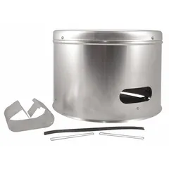 This weatherhood is designed to protect outdoor HVACR equipment from rain, snow, and debris while allowing airflow. It is commonly used in commercial and industrial ventilation systems to shield fans, louvers, or exhaust openings.