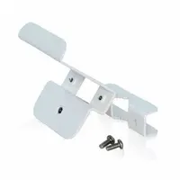 This mounting bracket is designed for securing power strips and surge protectors to poles or vertical surfaces. It measures 2 1/2 inches in height, 3 inches in length, and 3/4 inches in width. Typical applications include mounting in healthcare environments or other settings where stable placement of power distribution units is required