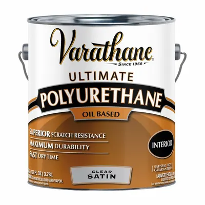 VARATHANE Finish: Finish, Interior, Oil, 1 gal Container Size, Wood, Satin, Clear - Wood Sealers & Finishes