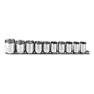 PROTO J52122 10-Piece 3/8 in Drive SAE Socket Set, 6-Point, 5/16 in to 7/8 in - SAE & Metric Socket Sets