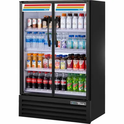 TRUE REFRIGERATION Refrigerated Merchandiser: 54 7/8 in x 36 in x 21 3/8 in, Black, Swing - Glass Door Refrigerator Merchandisers