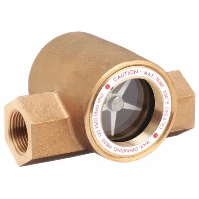 Dwyer Window Sight Flow Indicator with Impeller: Rotor, Bronze, 3/8 in FNPT - Flow Sights with Indicator