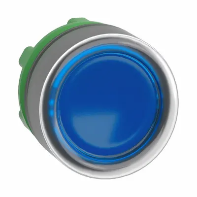 SCHNEIDER Flush Push Button: Blue, 22 mm Mounting Size, Non-Metallic - Illuminated Flush-Mount Push-Button Operators