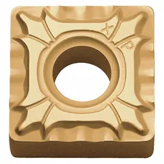 Square (S) indexable turning insert with CVD cermet coating. Used for general-purpose turning, facing, and profiling on steel, stainless steel, and cast iron in medium-duty operations. Suitable for continuous and light interrupted cuts.