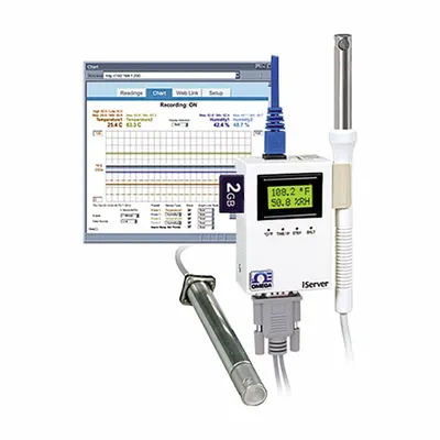 OMEGA Chat Recorder: 0%to 2.75% Relative Humidity Measured, 1°F to 45°C, 0°C to 60°C - Temperature & Humidity Data Loggers