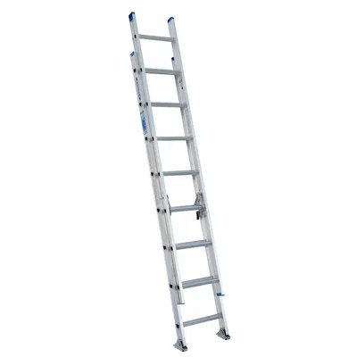WERNER Extension Ladder: 16 ft Ladder Size, Aluminum, 250 lb Load Capacity, 26 lb Wt - Lightweight Aluminum Extension Ladders