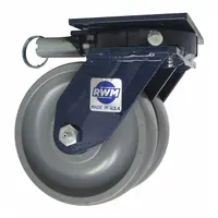 RWM Plate Caster: Swivel, Elastomer, 6 in Wheel Dia, 2 in Wheel Wd, 8 in Mounting Ht, Ball, Swivel (MPN 2-75-GTB-0620-S-SL)