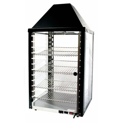 WISCO Heated Display Case: For Snacks, 4 Shelves, Black, 640 W Watt, 5.3 A Current - Heated Display Cases