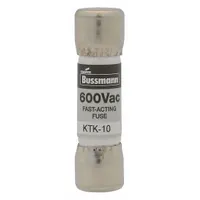 BUSSMANN Fuse: KTK Series, Midget, Fast-Acting, 9 A, 600 V AC, 13/32 in x 1 1/2 in, Non-Indicating (MPN KTK-9)