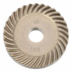 This replacement gear transfers rotational force from the motor to the grinding wheel in DEWALT grinders. It is a direct OEM replacement component used in metalworking, construction, and fabrication applications for material removal and surface finishing.