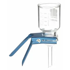 Microfiltration assembly with 47 mm diameter and 300 mL funnel capacity. Non-sterile unit includes a silicone stopper. Suitable for particle retention in sample preparation and liquid clarification applications.