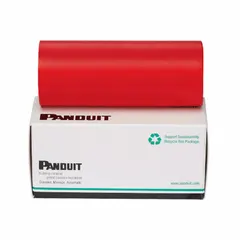 Red resin ribbon for single-color printing on compatible TDP43ME printers. Anti-static properties support use in industrial labeling for asset tracking, cable identification, and safety signs.