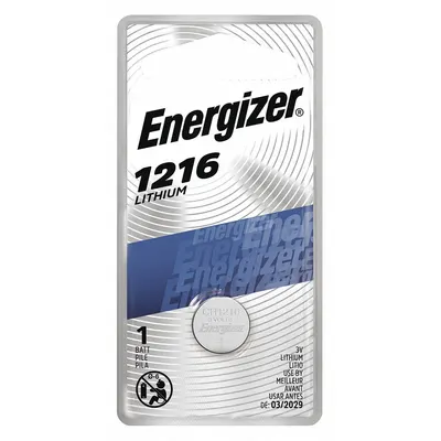 ENERGIZER Button Cell Battery: 1216 Battery Size, Lithium / Manganese Dioxide - Disposable Coin & Button Batteries