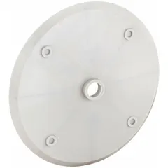 This rain and drip cover protects electric motors from rain, moisture, and dripping water in outdoor or damp environments. It has an overall diameter of 6 3/4 inches and a bore diameter of 1/2 inch, designed to fit standard motor shafts. Commonly used on pumps, fans, compressors, and conveyors to prevent water ingress through the shaft opening.
