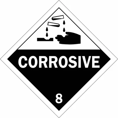 BRADY Container Placard: Corrosive, 10 3/4 in x 10 3/4 in, 10 3/4 in Label Ht - Class 8: Corrosive