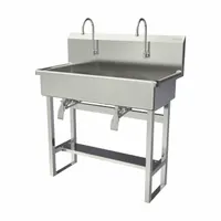 SANI-LAV Wash Station: 45 in Overall Ht, 37 in Bowl Lg, 8 in Bowl Dp, 0.5 gpm Flow Rate, 16 ga (MPN 54FK1.5)