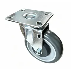This steel replacement caster is designed for use on platform trucks in material handling applications. It features a gray zinc finish and measures 6-1/8 inches in overall height, 3-1/8 inches in overall width, and 5-7/8 inches in overall length. Suitable for replacing worn casters on carts and equipment in industrial environments.