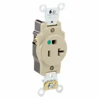 LEVITON Hospital Grade Receptacles: Hospital Grade, Single, 5-20R, Ivory, 125V AC, 20 A (MPN 8310-I)