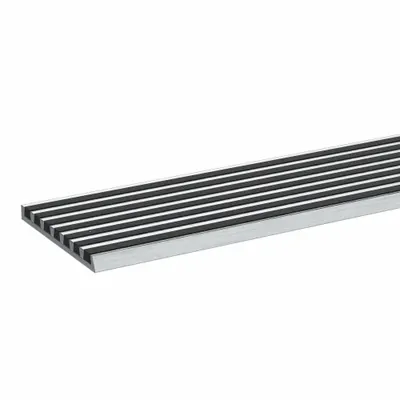 WOOSTER Stair Nosing: Multi-Strip Grit, Aluminum, Fastener-Installed, 48 in Wd - Multistrip Grit Stair Nosings