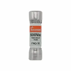 Time-delay midget fuse rated 800 mA at 500 V AC. Cylindrical body measures 13/32 in x 1 1/2 in, non-indicating. Provides overcurrent protection for industrial control circuits, motors, and transformers where nuisance tripping must be avoided.