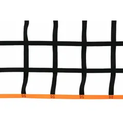This bulk roll of pallet rack netting is made of black polypropylene and measures 600 inches in length, 144 inches in width, and 1/8 inch in thickness. It is used to secure items on pallet racks in warehouses and distribution centers, preventing products from falling and reducing injury and damage risks. Hardware is not included for installation.