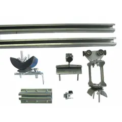This track festoon kit is designed for use with flat cable along an 80 ft C-rail track. It includes end stops and requires a minimum of 108 ft of cable or hose. Suitable for supplying power or data to moving equipment in industrial settings such as overhead cranes and assembly lines.