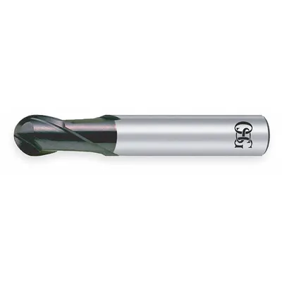 OSG Ball End Mill: Carbide, WXS Coated, 2 Flute, 4 mm Mill Dia, 6 mm LOC - Carbide Ball End Mills for Hardened Materials