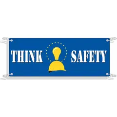 This polyethylene banner is printed on one side and measures 48 inches by 120 inches. Suitable for indoor and outdoor use, it is commonly displayed in industrial facilities to promote safety awareness.