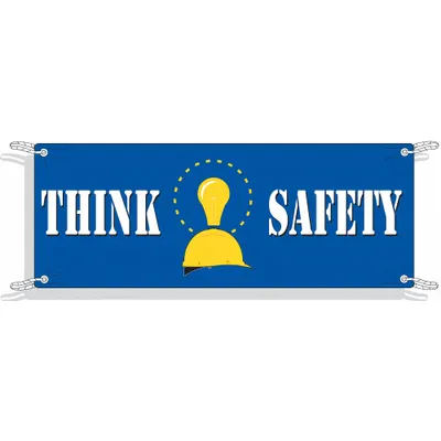 BRADY Think Safety Banner, 48 in x 120 in, Indoor/Outdoor, Polyethylene - Think Safety Banners
