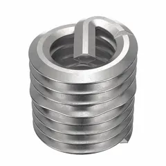 Free-running tanged helical insert for #10-32 fine threads. Made from 18-8 stainless steel with tensile strength 200,000–250,000 psi. Supplied in a 1000-piece pack. Used to repair or reinforce tapped threads in metal components.