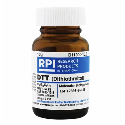 RPI DTT (DL-Dithiothreitol) (Clelands Reagents): 10 g Volume, BSE/TSE Free - Protease Inhibitors