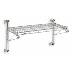 METRO Wire Wall Shelf: 48 in x 18 in, 1 Shelves, 250 lb Load Capacity per Shelf, Direct, Silver (MPN SW31C-1-1848). Key specifications — Mounting Mechanism: Direct; Material: Steel; Finish: Chrome; Color: Silver; Brand: METRO.