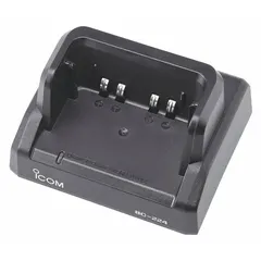 The ICOM BC224 is a single unit charger designed for ICOM A25C and A25N series handheld transceivers. It operates on a 12 to 16 V DC input and charges one radio at a time. This charger provides a dedicated power solution for maintaining battery readiness in communication equipment.