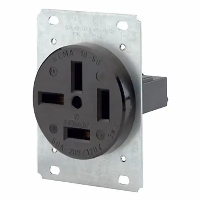 LEVITON Straight Blade Receptacle: Single, Black, 120/208V AC, 50 A, 4 Pole / 4 Wire (MPN 8350) - General Purpose Receptacles
