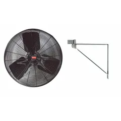 This Dayton wall-mount fan features an 18-inch blade diameter and a 1/8 hp motor operating on 120V AC. It offers two speeds and is non-oscillating, with a bracket for wall mounting. Suitable for spot cooling, ventilation, and air circulation in industrial settings such as workshops, warehouses, and factories.