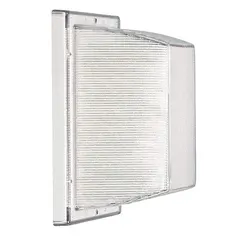 LED low-profile fixture for parking garages and covered outdoor areas. Provides 400 lumens at 3500K color temperature, with 100 W fixture wattage and 120V AC input.