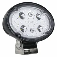 Oval LED floodlight with Hard Shell Superseal electrical connection. Overall diameter 5 15/16 inches. Suitable for off-road trucks, construction equipment, and emergency vehicles requiring long-range illumination