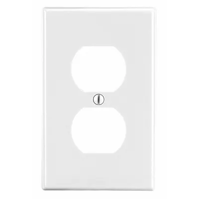 HUBBELL Wall Plate: Duplex Outlet, 1 Gang, White - General Purpose Wall Plates