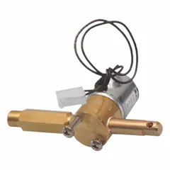 This solenoid valve is an OEM replacement part for humidifiers, designed for air media. It has a 1-inch overall width and is compatible with models S2000-LH and S2020-LH. Used in HVAC systems to control air flow in humidification applications.