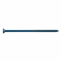Case-hardened steel concrete anchor screw with zinc-plated finish. 3/16 in diameter, flat head, pointed tip, Torx drive. Removable. Suitable for fastening fixtures, brackets, and equipment to concrete, brick, or block.