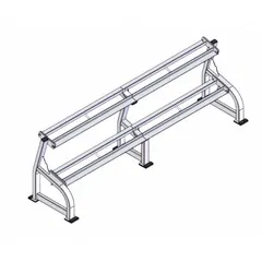 This weight storage rack is constructed with a powder-coated finish for resistance to wear. It measures 36 inches in height and 27 1/4 inches in width. Suitable for organizing dumbbells or other weight plates in fitness environments.